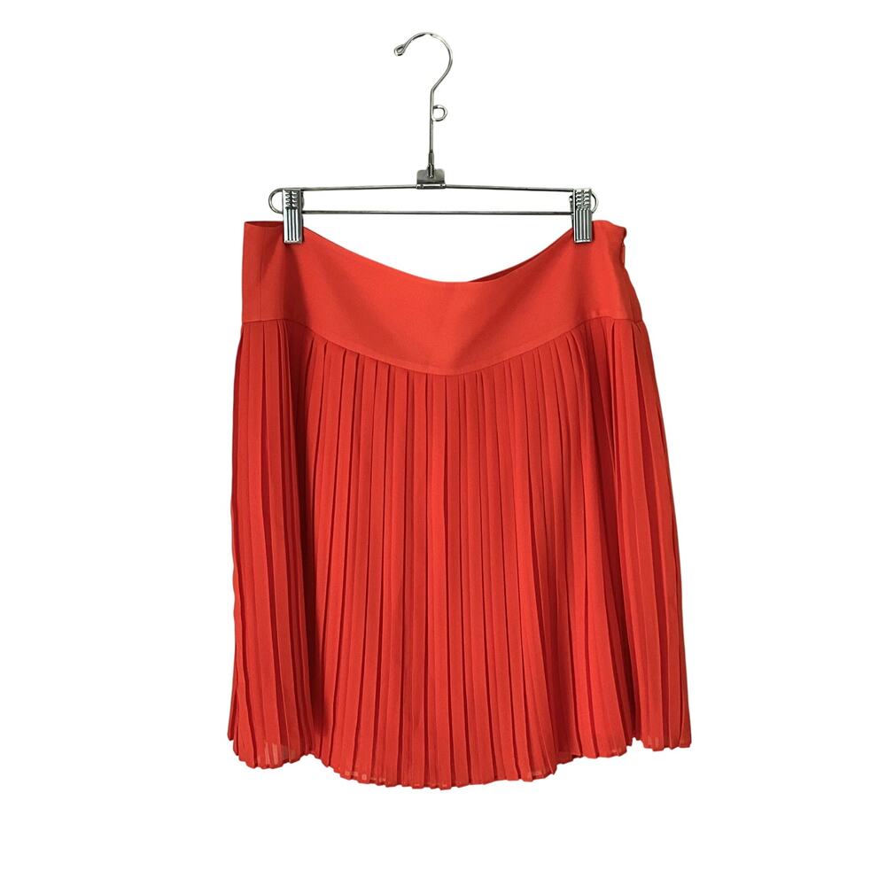 Loft Orange Pleated Knee-Length Skirt: Y2K, Modern